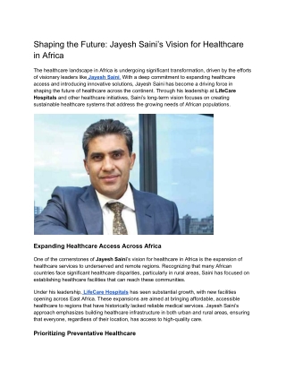 Shaping the Future_ Jayesh Saini’s Vision for Healthcare in Africa