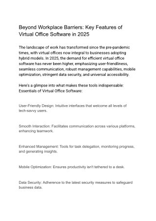 Beyond Workplace Barriers_ Key Features of Virtual Office Software in 2025