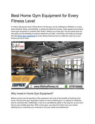 Best Home Gym Equipment for Every Fitness Level