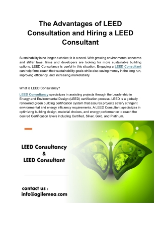 the advantages of leed consultation and hiring