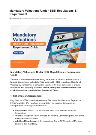Mandatory Valuations Under SEBI Regulations – Requirement Guide