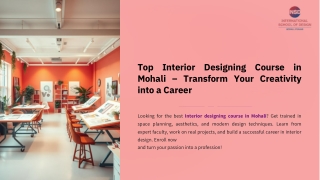 Top Interior Designing Course in Mohali – Transform Your Creativity into a Caree