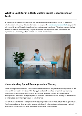 What to Look for in a High-Quality Spinal Decompression Table