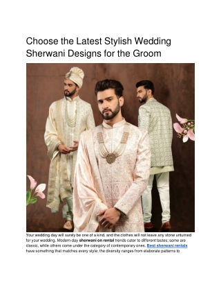 Choose the Latest Stylish Wedding Sherwani Designs for the Groom - Google Docs