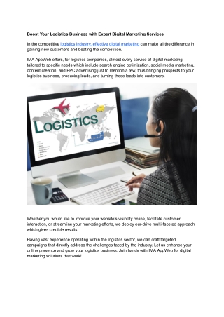Boost Your Logistics Business with Expert Digital Marketing Services