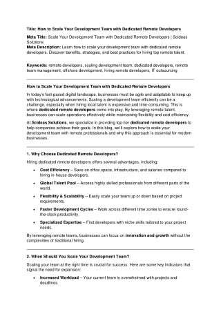 title how to scale your development team with