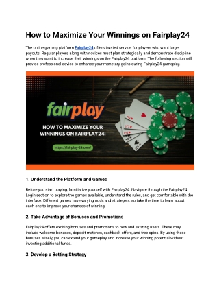 how to maximize your winnings on fairplay24