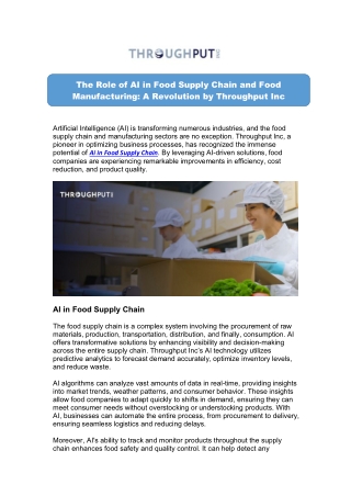 Revolutionize Your Food Supply Chain with AI – Throughput Inc.