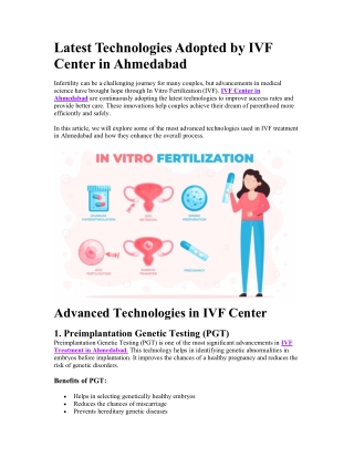 latest technologies adopted by ivf center