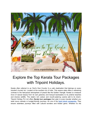 Explore the Top Kerala Tour Packages with Tripoint Holidays