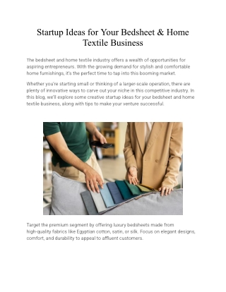 Startup Ideas for Your Bedsheet & Home Textile Business