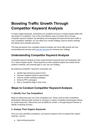 Boosting Traffic Growth Through Competitor Keyword Analysis