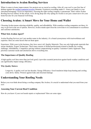 Choosing Avalon: A Smart Move for Your Home and Wallet