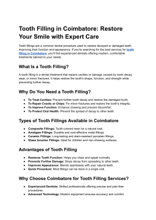 tooth filling in coimbatore restore your smile