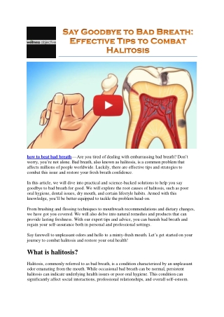 Say Goodbye to Bad Breath Effective Tips to Combat Halitosis