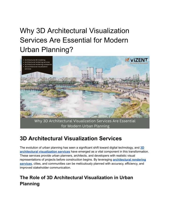 why 3d architectural visualization services