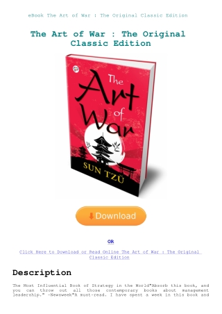 eBook The Art of War  The Original Classic Edition