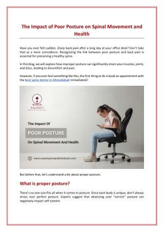 The Impact of Poor Posture on Spinal Movement and Health