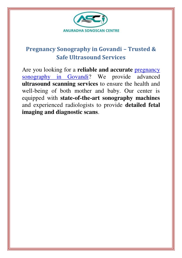 pregnancy sonography in govandi trusted safe