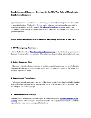 breakdown and recovery services