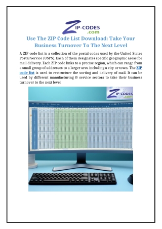 use the zip code list download take your business
