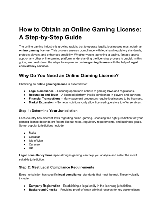 how to obtain an online gaming license a step