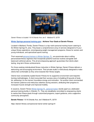 Personal trainer Winter Springs FL