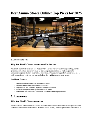 Best Ammo Stores Online Top Picks for 2025
