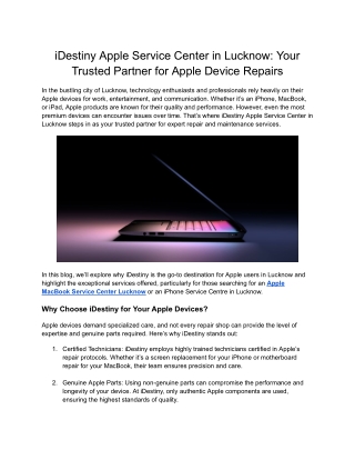 Fast & Affordable Apple iPad Repair Near You – iDestiny Lucknow