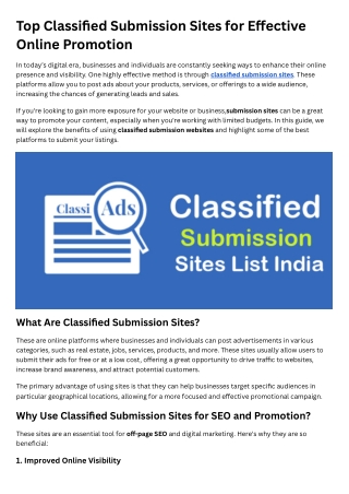 top classified submission sites for e ective