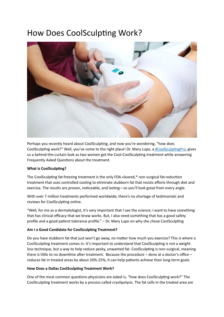 how does coolsculpting work