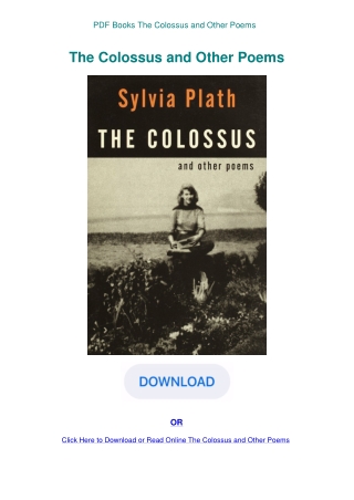 PDF Books The Colossus and Other Poems