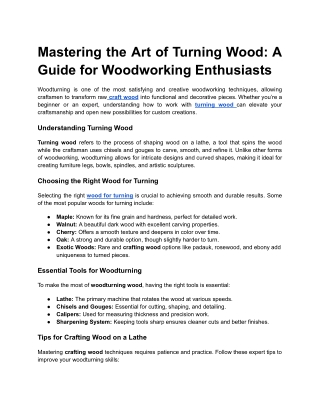 mastering the art of turning wood a guide
