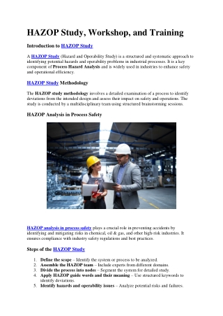 hazop study workshop and training