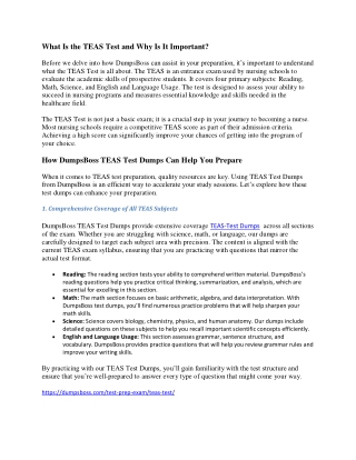 The Easy Way to Pass Your TEAS Test with DumpsBoss Success Tips