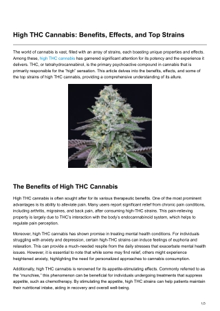 High THC Cannabis Benefits, Effects, and Top Strains