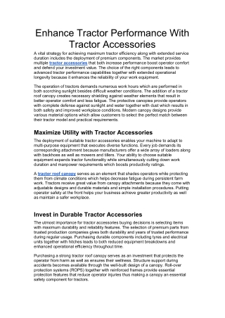 Enhance Tractor Performance With Tractor Accessories