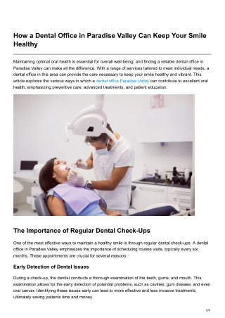 How a Dental Office in Paradise Valley Can Keep Your Smile Healthy