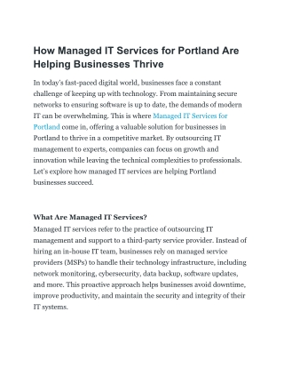 how managed it services for portland are helping
