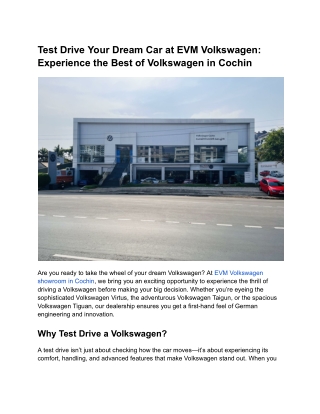 Test Drive Your Dream Car at EVM Volkswagen_ Experience the Best of Volkswagen in Cochin