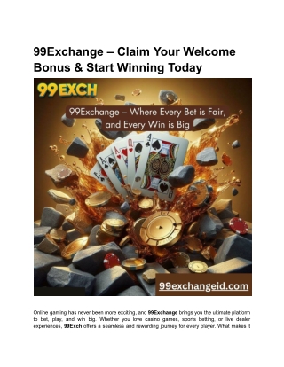 99Exchange – Claim Your Welcome Bonus & Start Winning Today