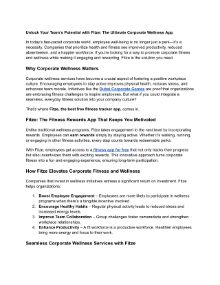 Unlock Your Team’s Potential with Fitze_ The Ultimate Corporate Wellness App