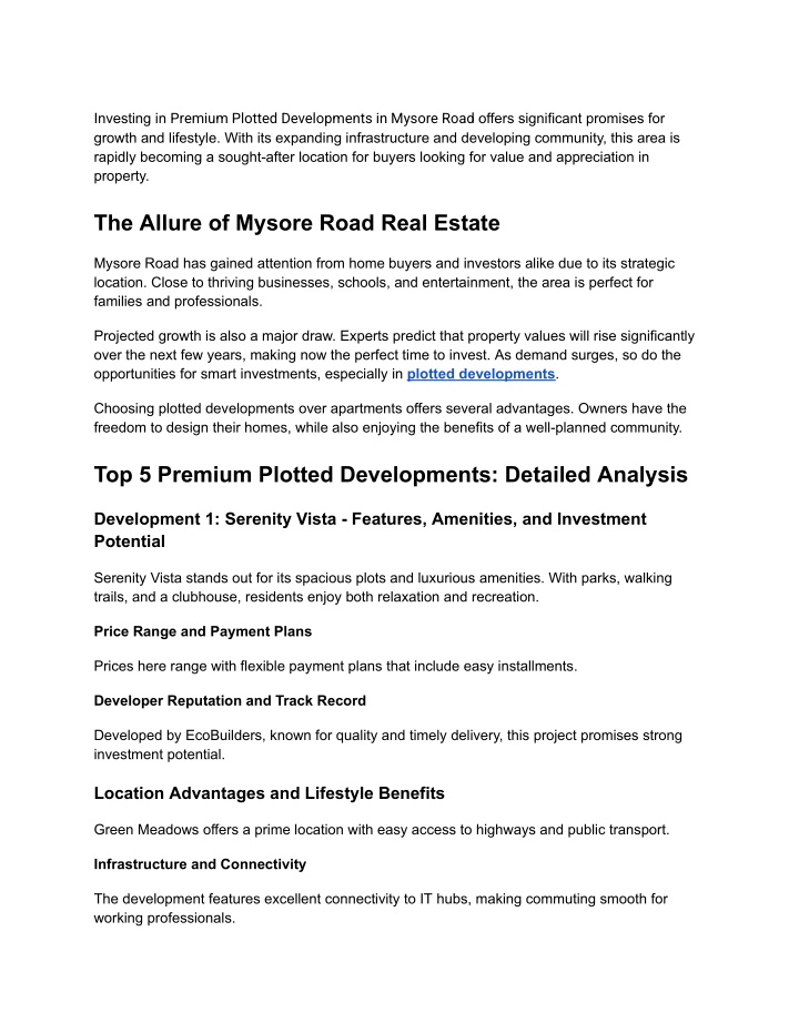 investing in premium plotted developments