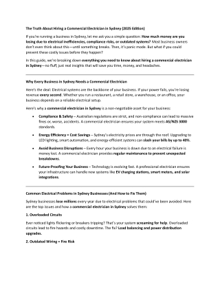 The Truth About Hiring a Commercial Electrician in Sydney (2025 Edition)
