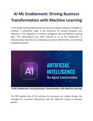 AI ML Enablement: Driving Business Transformation with Machine Learning