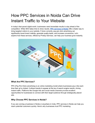 how ppc services in noida can drive instant