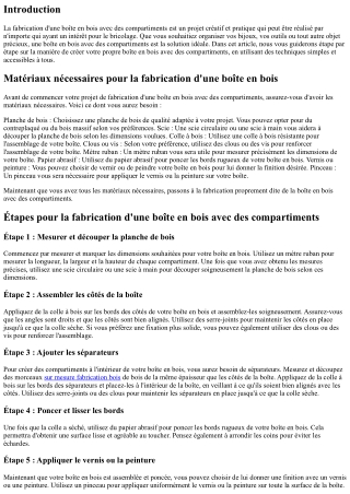 Comment créer une boîte en bois avec des compartiments