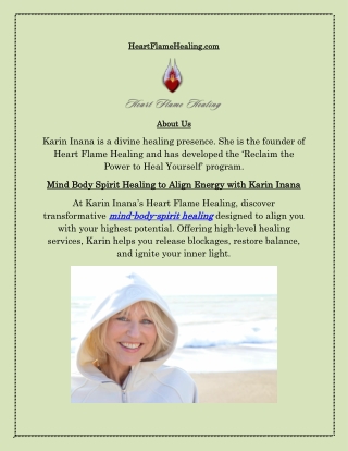 Mind Body Spirit Healing at Heart Flame Healing by Karin Inana