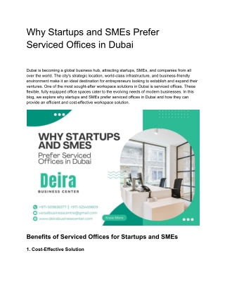 Why Startups and SMEs Prefer Serviced Offices in Dubai