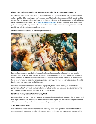 elevate your performance with paris music backing
